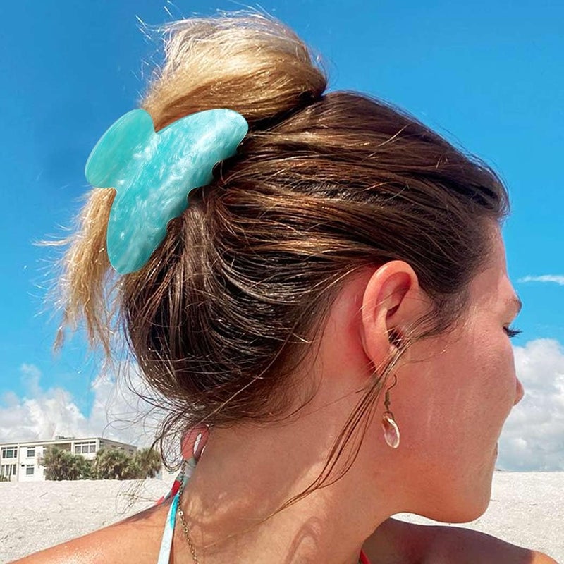 CAKURE Green Hair Clips Cute Medium Claw Clips Hair Accessories for Women (Pack of 2) (e-champagne&dark blue) - Image 3